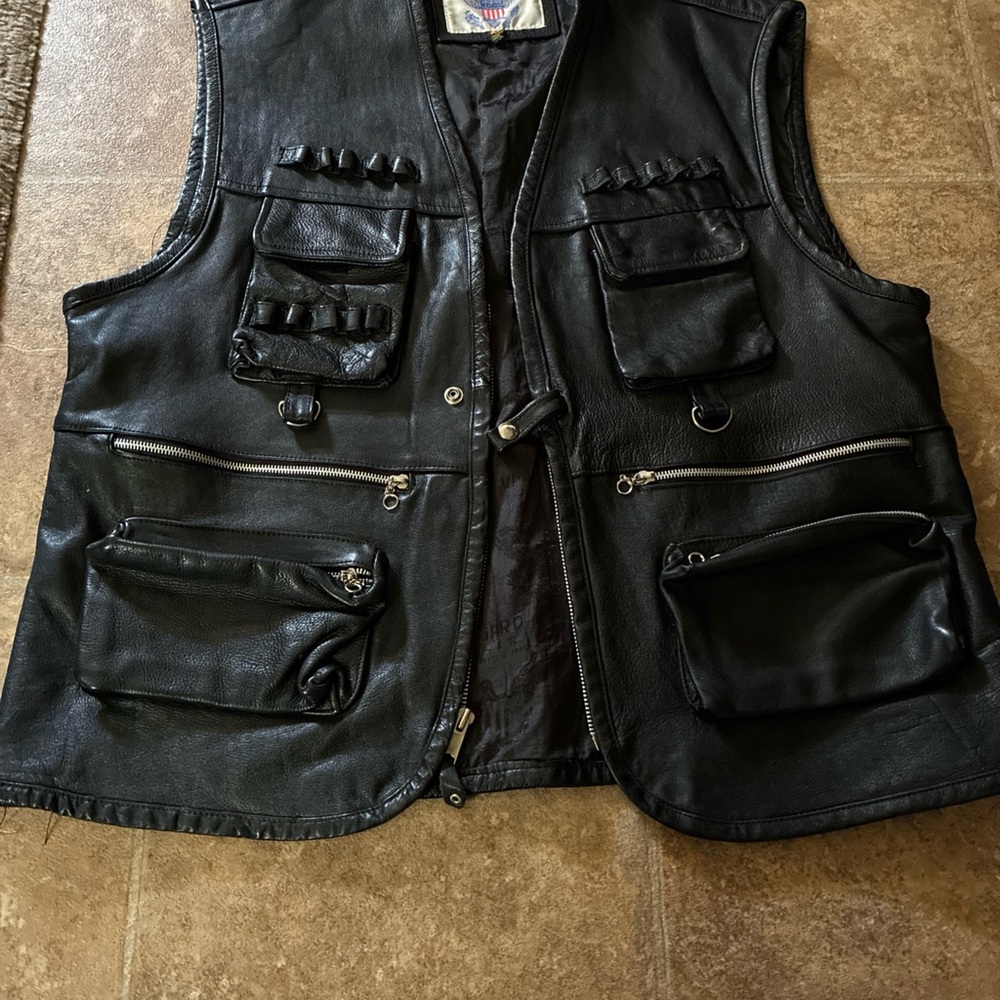 Vanguard Black Leather Utility Vest